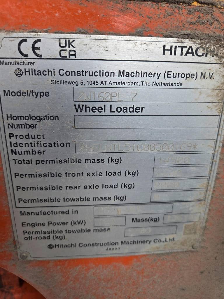 Hitachi ZW 160 PL-7 Pyöräkuormaajat